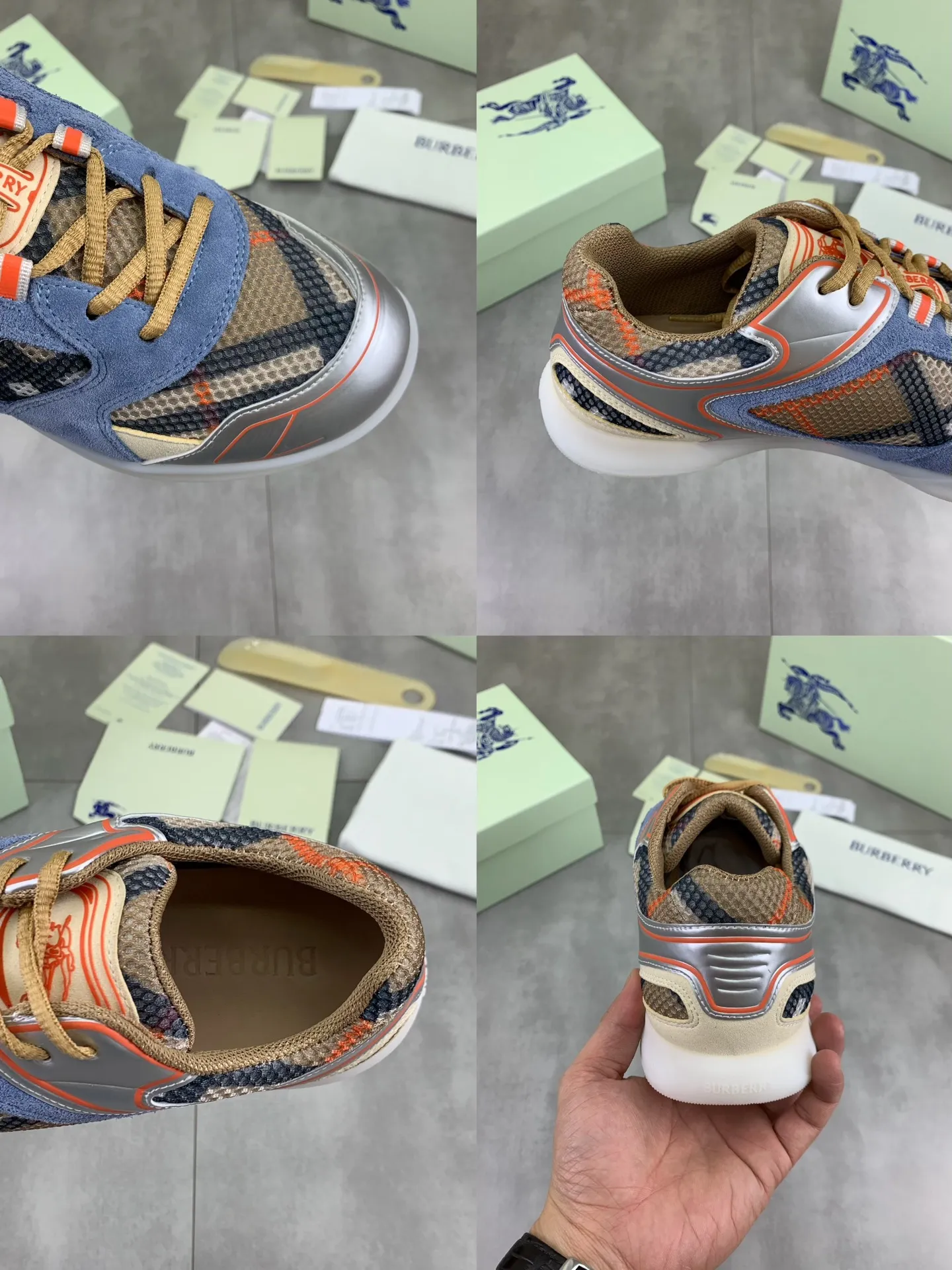 Factory price P720 [BURBERRY] Burberry - High-end quality original order - Upper: imported 🔝 original material - Inner lining: cowhide lining, feet; water-dyed cowhide - Outsole: ultra-light TPR rubber; two-color molded outsole - Ultra-high quality control·Fine workmanship: highlighted (high-end·nobility·grade) -Size: 36-46 for men and women Color: 4️⃣colors available